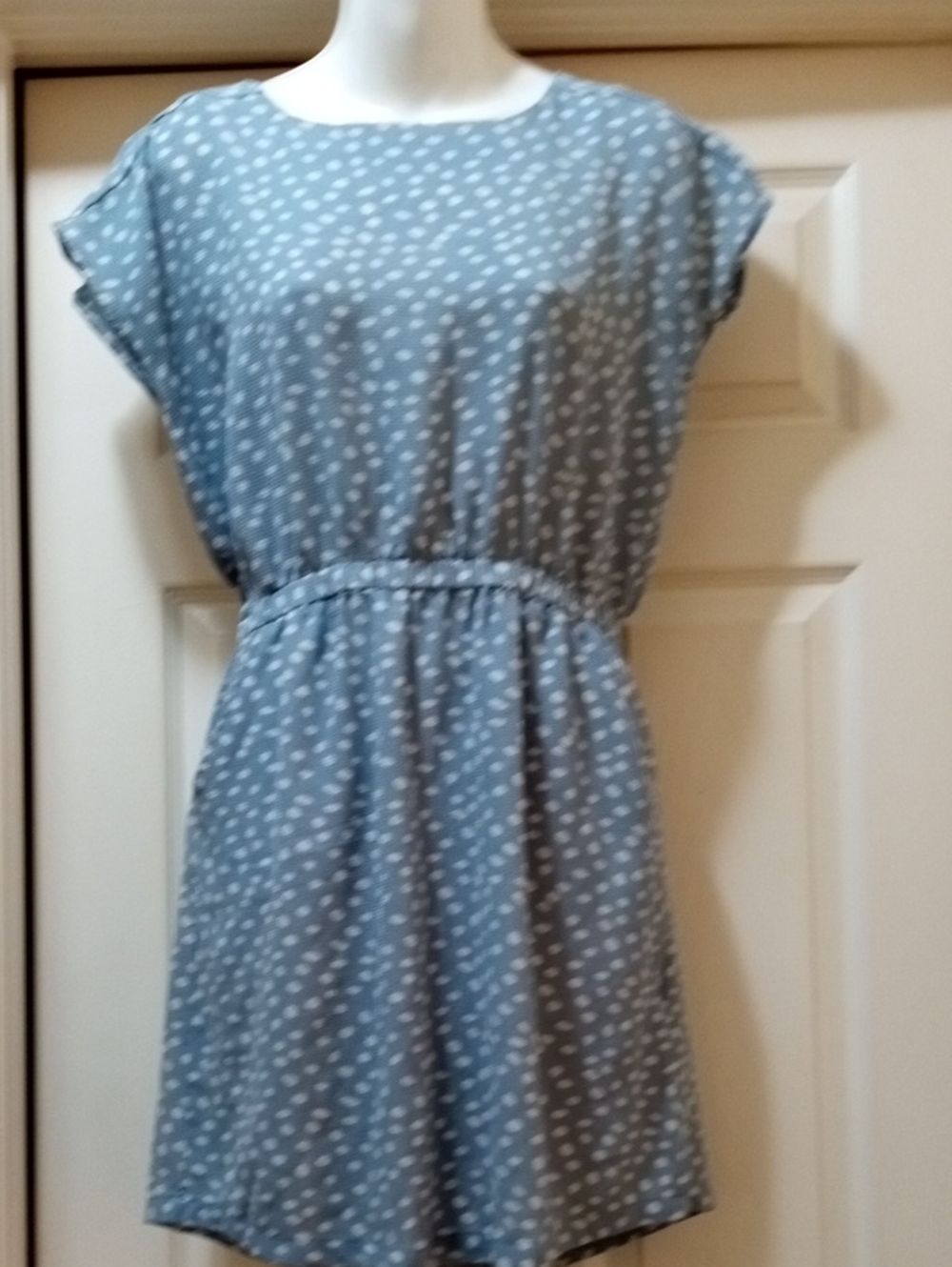 Suzy Shier Light Blue Polka Dot Mini Dress